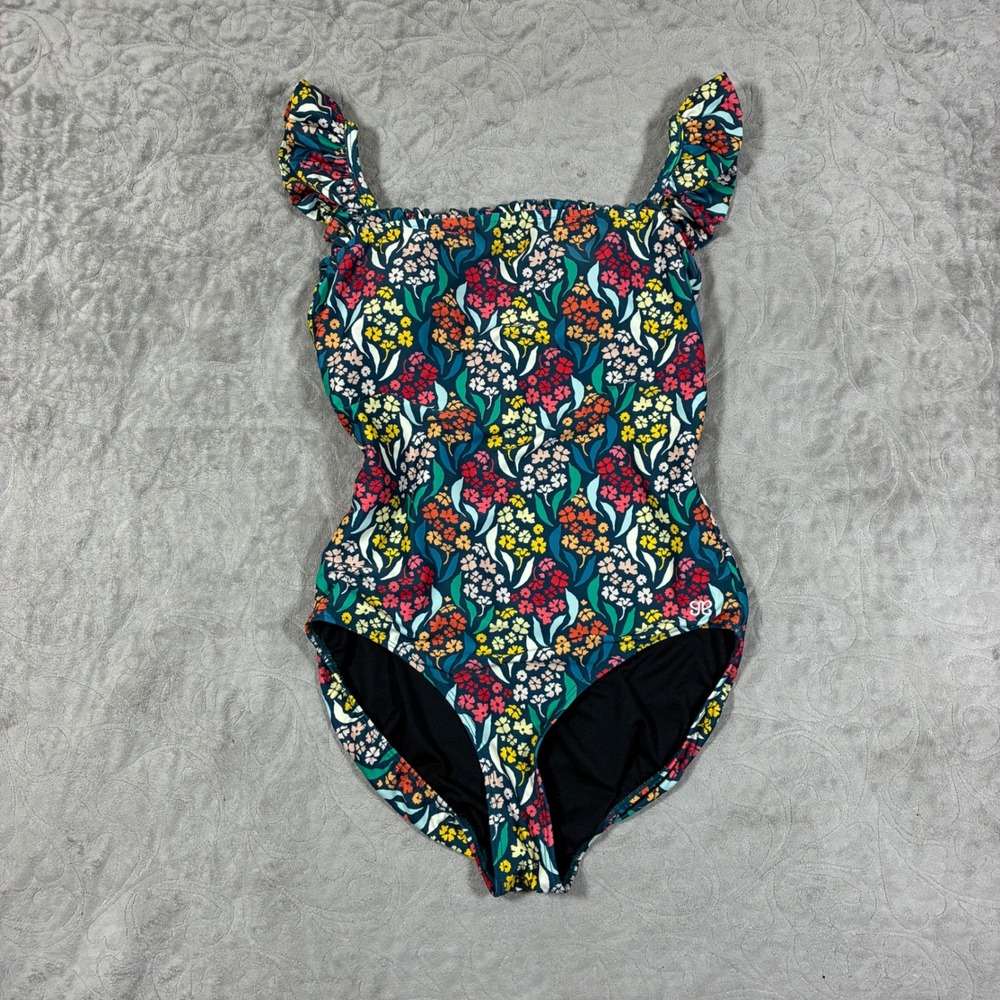Albion One Piece Swimsuit Size M Costa Floral Ruffle SPF Modest Beach Resort